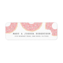 Pink Donut White Address Label