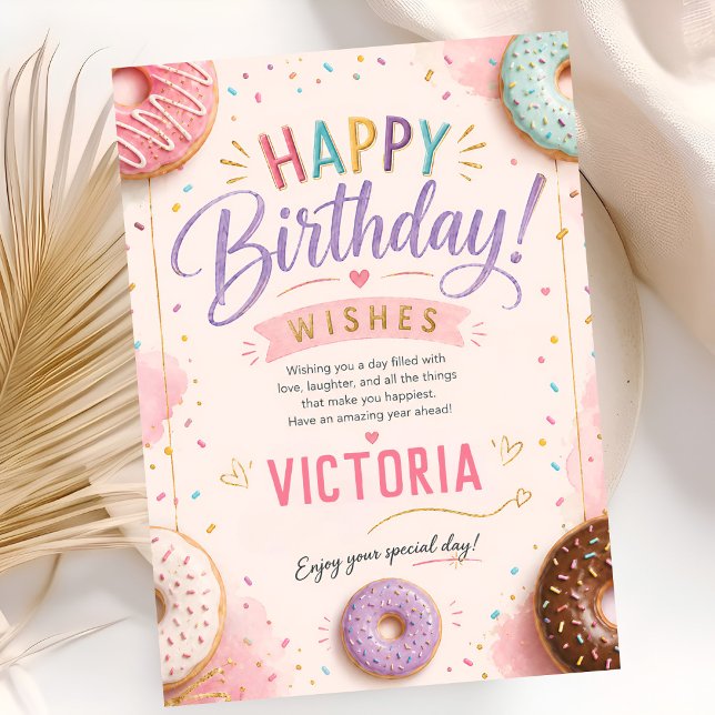 Pink Donut Zwei Süße Geburtstag Karte (Von Creator hochgeladen)