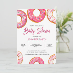 Pink Donuts Sprinkles Girl Baby Dusche Einladung