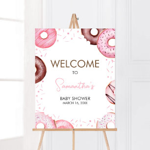 Pink Donuts und Diapers Babydusche Empfang Poster