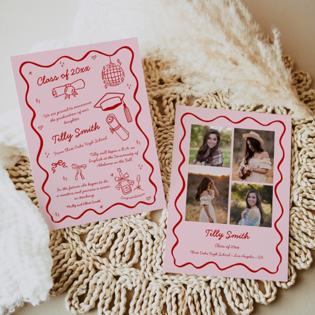 Pink Doodle Abschluss Ankündigung Girl 4 Fotos (Von Creator hochgeladen)