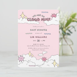 Pink Doodle Cloud Nine Baby Dusche Einladung