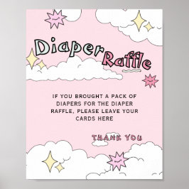 Pink Doodle Cloud Nine Diaper Raffel Poster