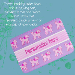 Pink Doodle Dog Lavendel Personalisiert Badematte