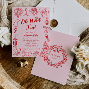 Pink Doodle Weihnachten Party Einladung Quirky Spa