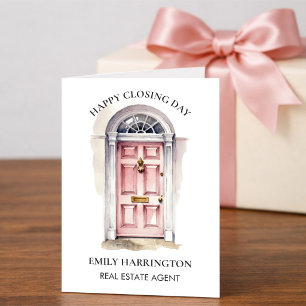 Pink Door Aquarell Abschluss Immobilienmakler Karte