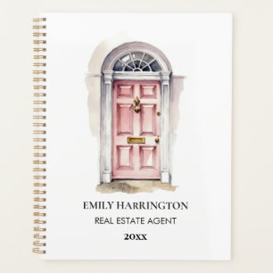 Pink Door Watercolor Logo Immobilienmakler Planer