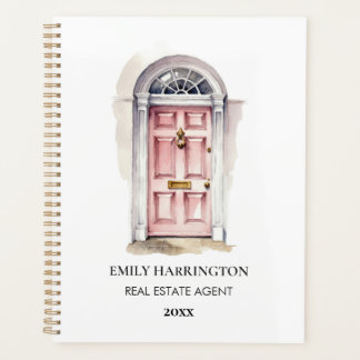 Pink Door Watercolor Logo Immobilienmakler Planer