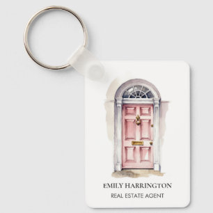 Pink Door Watercolor Logo Immobilienmakler Schlüsselanhänger