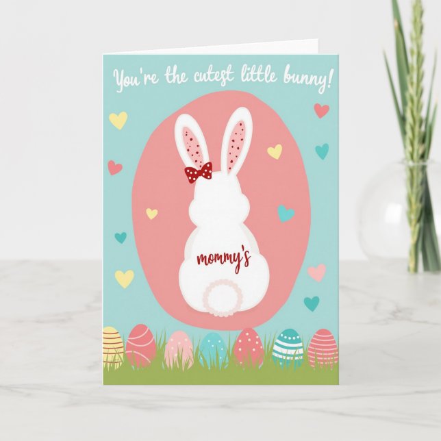 Pink Dot Bunny Mommy Karte (Vorderseite)