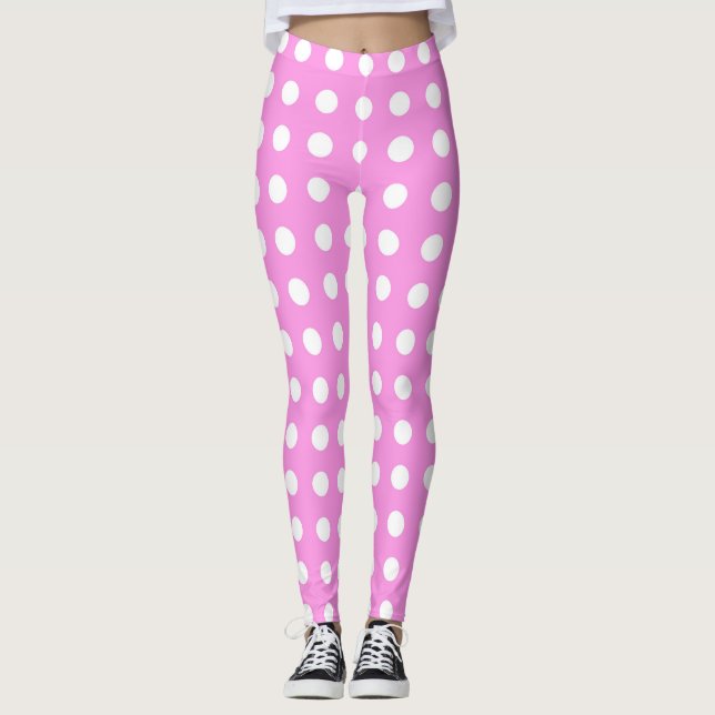 Pink - Dot Design Leggings (Vorderseite)