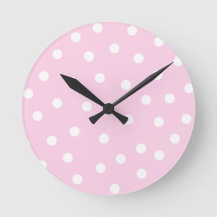 Pink Dots Clock Runde Wanduhr