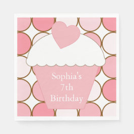 Pink Dots Cupcake Serviette