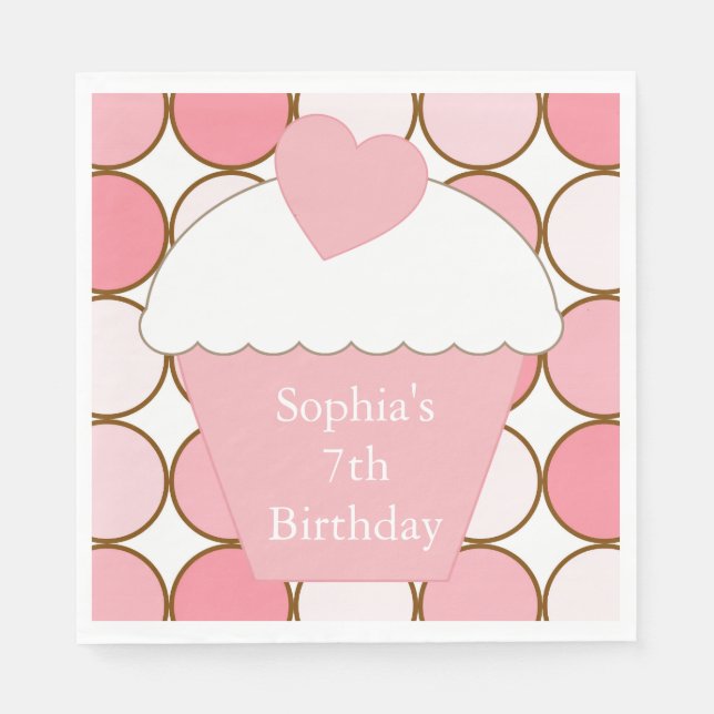 Pink Dots Cupcake Serviette (Vorderseite)