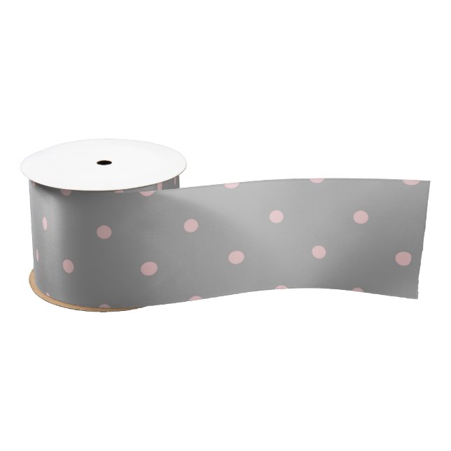 Pink Dots Girly Feminine Circles Happy Oster Grau Satinband (Spule)