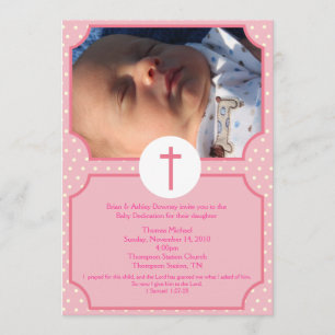 Pink Dots Taufe Baby Girl Dedication 12x18 Einladung