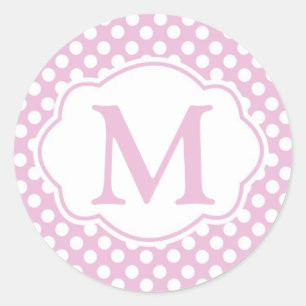 Pink Dotty Polka Dots Round Stickers