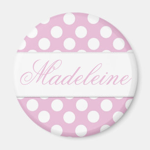 Pink Dotty Round Magnet