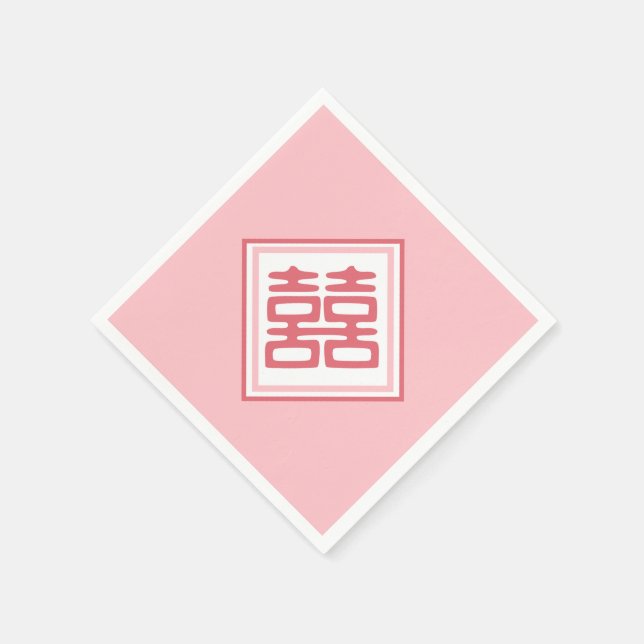 Pink Double Happy - Square Serviette (Ecke)