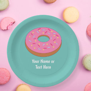 Pink Doughnut - Mattierter Ring Donut mit Ihrem Te Pappteller