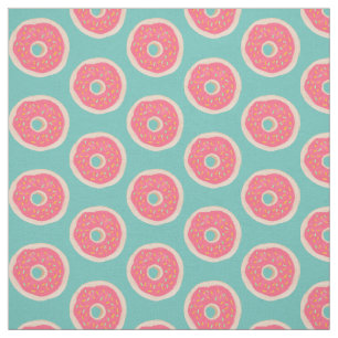 Pink Doughnut mit Sprinklen Muster auf Aqua Blue Stoff