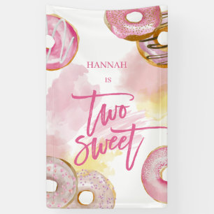 Pink Doughnut Two Sweet 2. Geburtstag Banner