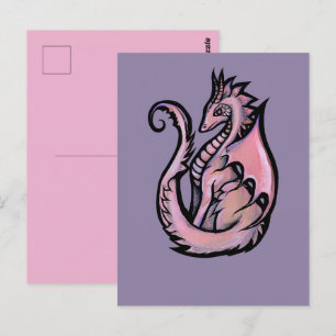 Pink-Drachen-Kunst süße Drachen Design Geek-Mädche Postkarte