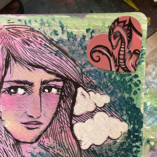 Pink Dragon Art niedliche Drachen entwerfen Geek G Herz-Aufkleber