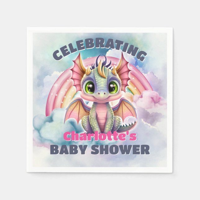 Pink Dragon Baby Dusche Serviette (Vorderseite)