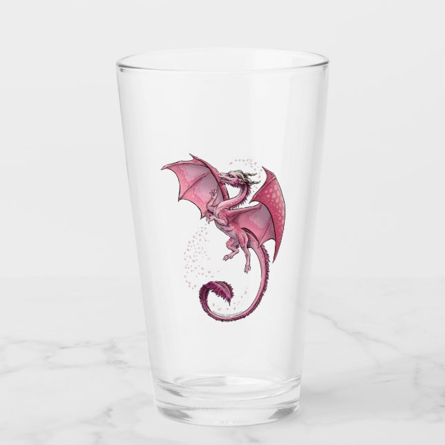 Pink Dragon of Spring Nature Fantasy Art Glas (Vorderseite)
