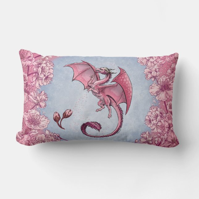 Pink Dragon of Spring Nature Fantasy Art Lendenkissen (Vorderseite)