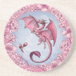 Pink Dragon of Spring Nature Fantasy Art Sandstein Untersetzer