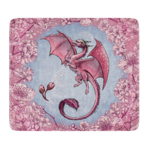 Pink Dragon of Spring Nature Fantasy Art Schneidebrett