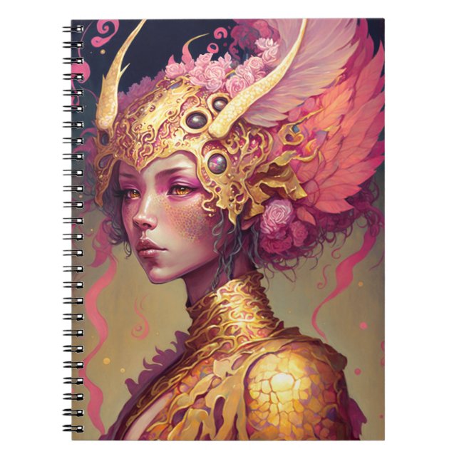 Pink Dragon Woman Fantasy Art Notizblock (Vorderseite)