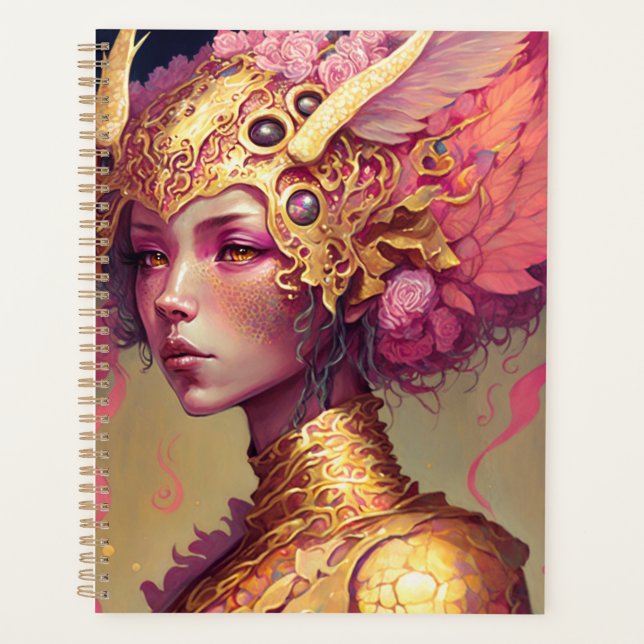 Pink Dragon Woman Fantasy Art Planer (Vorderseite)