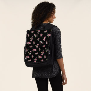 Pink Dragonfly Bugs Pattern Rucksack