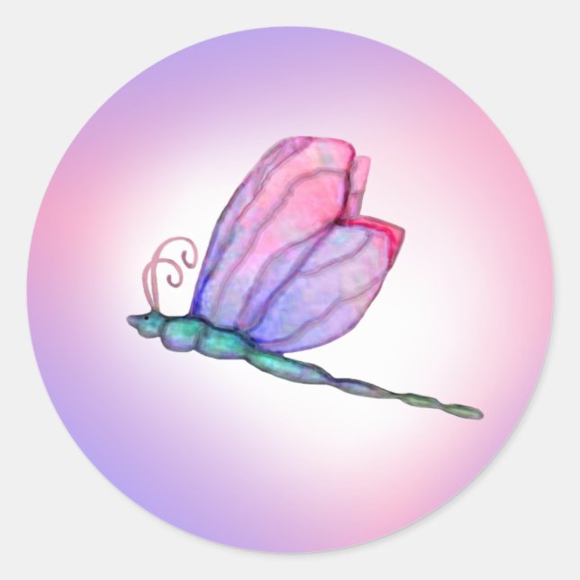 Pink Dragonfly Dragonflies Stickers (Vorderseite)