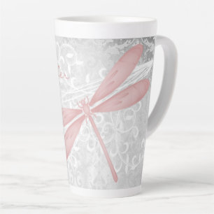 Pink Dragonfly Personalisiert Latte Tasse