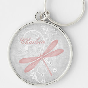 Pink Dragonfly Personalized Keychain Schlüsselanhänger