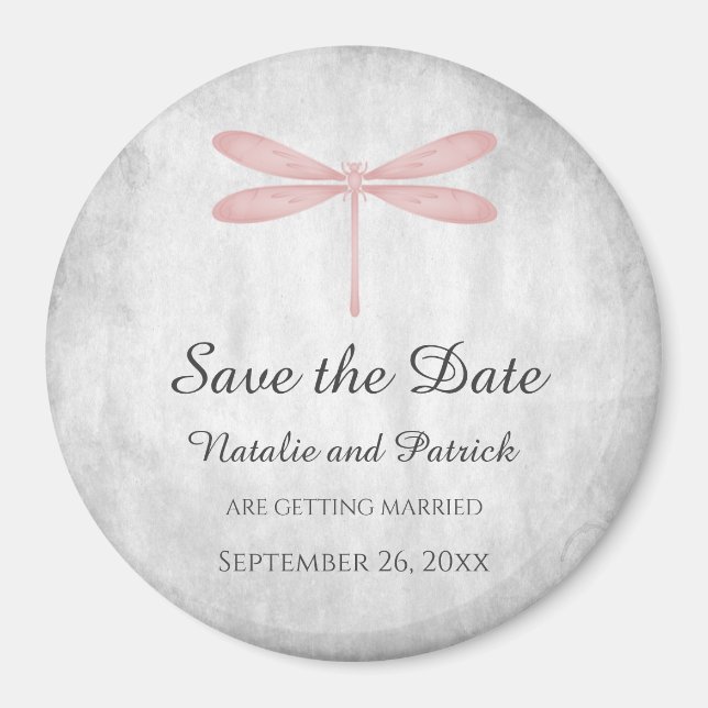 Pink Draquelly Save the Date Magnet (Vorne)