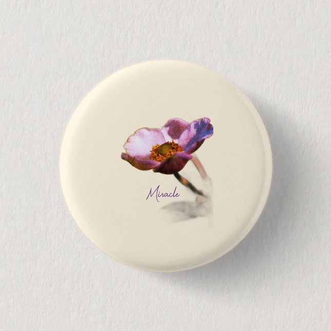 Pink Dream Blume - Elegante Fantasy Nature Button (Vorderseite)