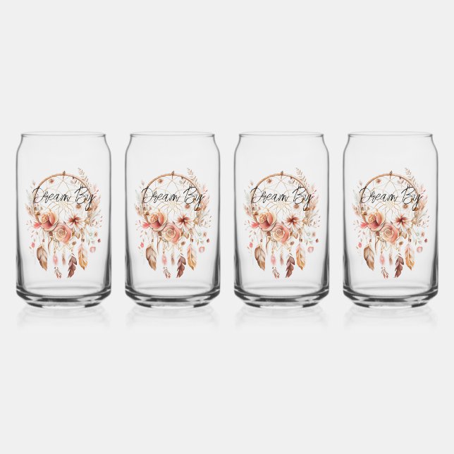 Pink Dream Catcher Boho Floral Dosenglas (Vorderseite)