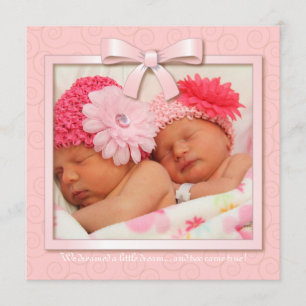 Pink Dream Twin Girl Baby Foto Geburtsankündigung Ankündigung