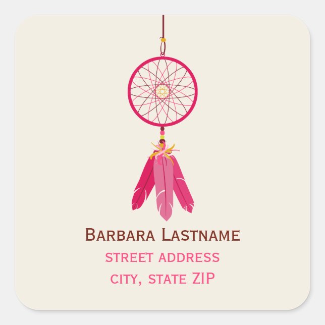Pink Dreamcatcher Address Sticker (Vorderseite)