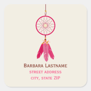 Pink Dreamcatcher Address Sticker