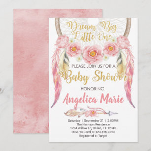 Pink Dreamcatcher Baby Shower Einladung