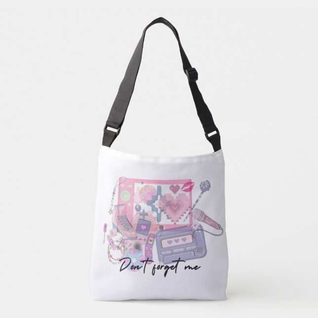 Pink Dreams – Don’t Forget Me Nostalgic Tote Bag Tragetaschen Mit Langen Trägern (Vorderseite)