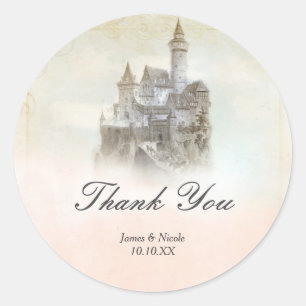 Pink Dreamy Fairy Tale Storybook Burg Prinzessin Runder Aufkleber