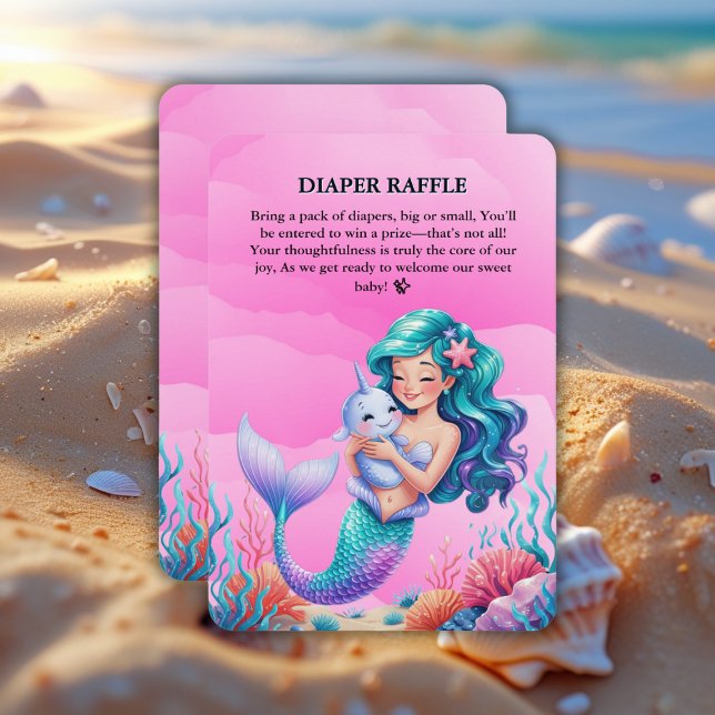 Pink Dreamy Mermaid unter der Sea Baby Dusche Begleitkarte (Von Creator hochgeladen)