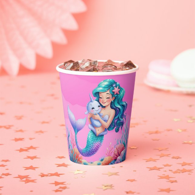 Pink Dreamy Mermaid unter der Sea Baby Dusche Pappbecher (Insitu)